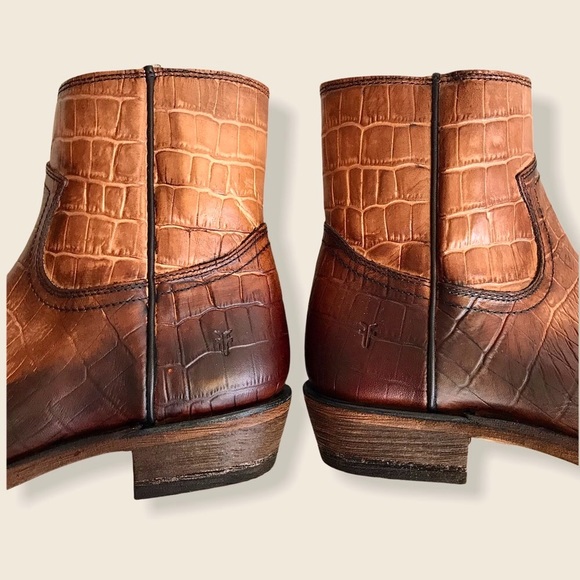 Frye Billy Croc Leather Inside Zip Ankle Booties - Picture 12 of 16